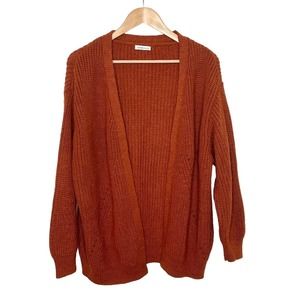 Cache Cache Ribbed Alpaca Open Cardigan Sweater Brown Women’s Small
